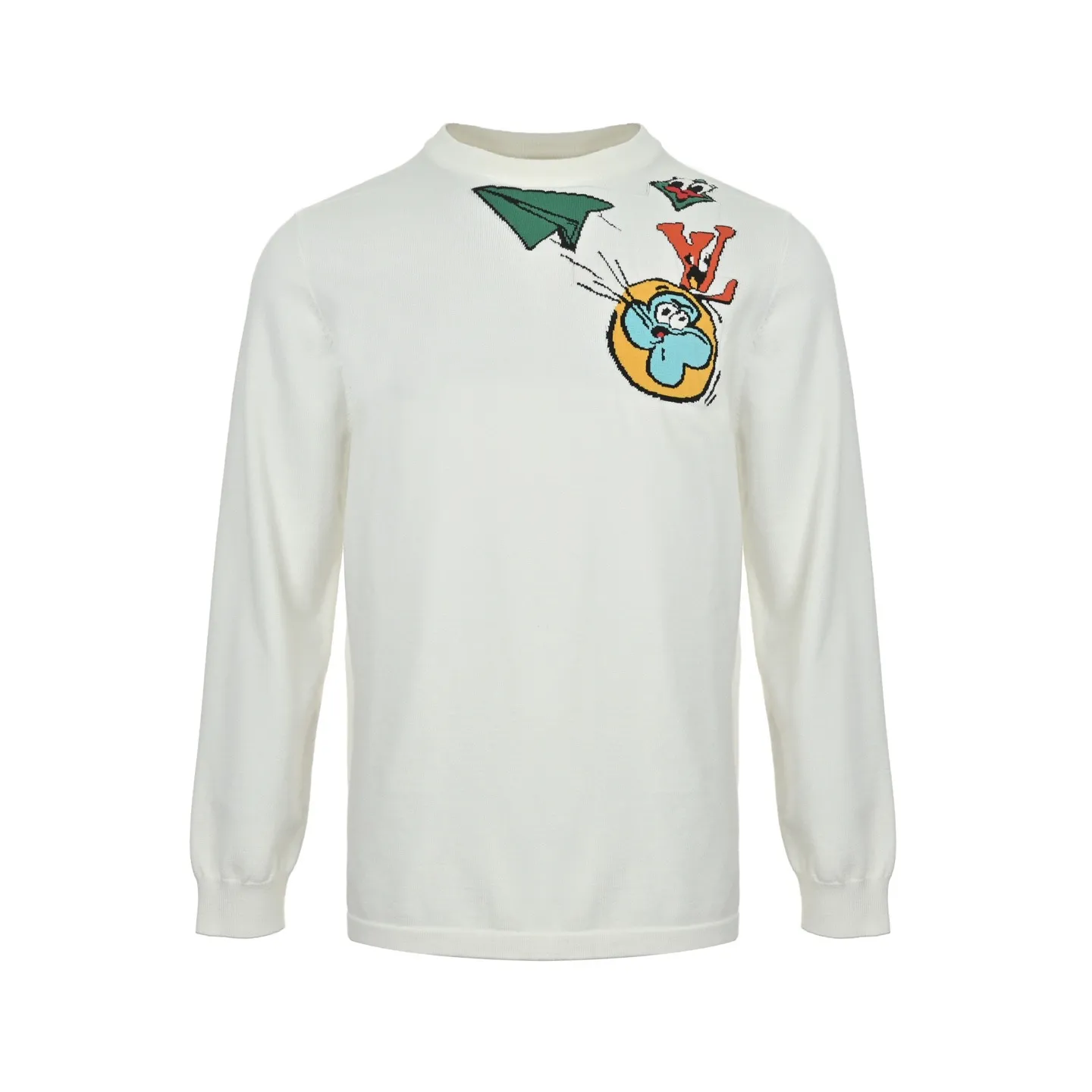 Louis Vuitton/Louis Vuitton 25Fw childlike paper airplane jacquard knitted sweater